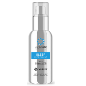 A pump spray bottle of Vasayo brand sleep aid